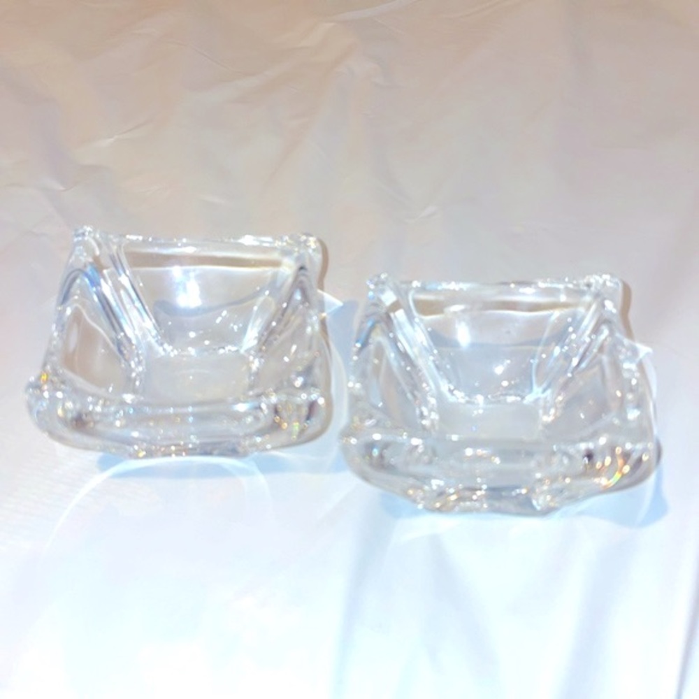Daum France Signed Vintage Pair of 2 Crystal Imported Nut Dishes Like New